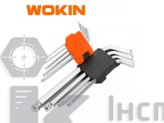 207509  Комплект ключів шестигранних з шаром LONG (НЕХ 1,5-10,0) Cr-V  9 од. Wokin